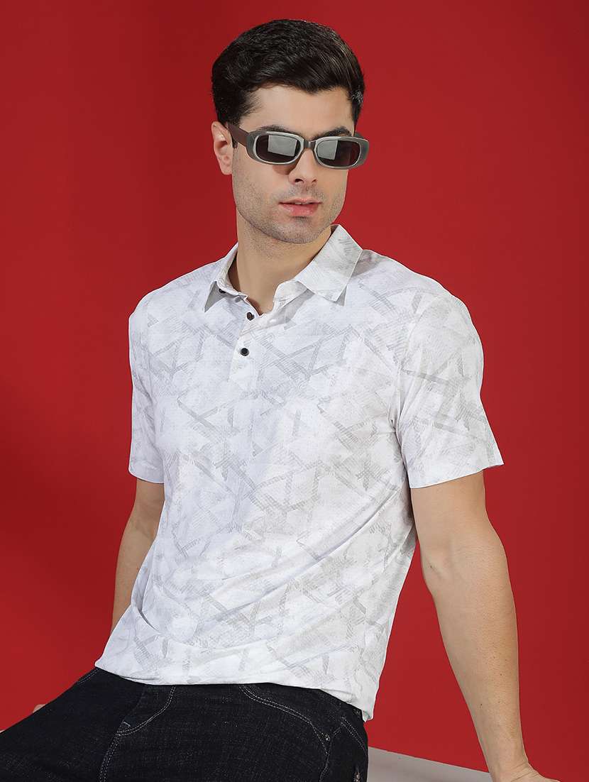 men printed short sleeve polo t-shirt