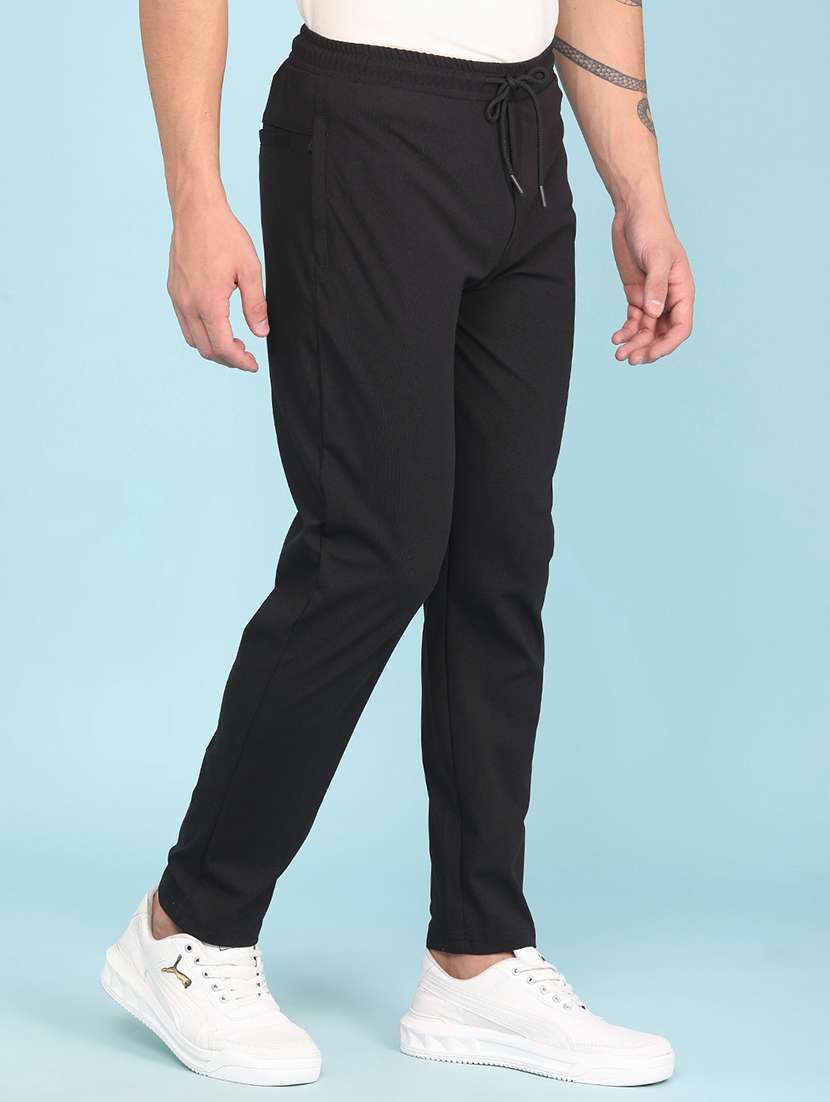 men solid mid rise full length track pant - 22434407 -  Standard Image - 2