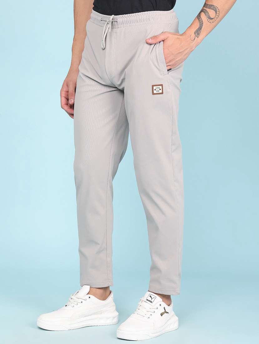 men solid mid rise full length track pant - 22434408 -  Standard Image - 2