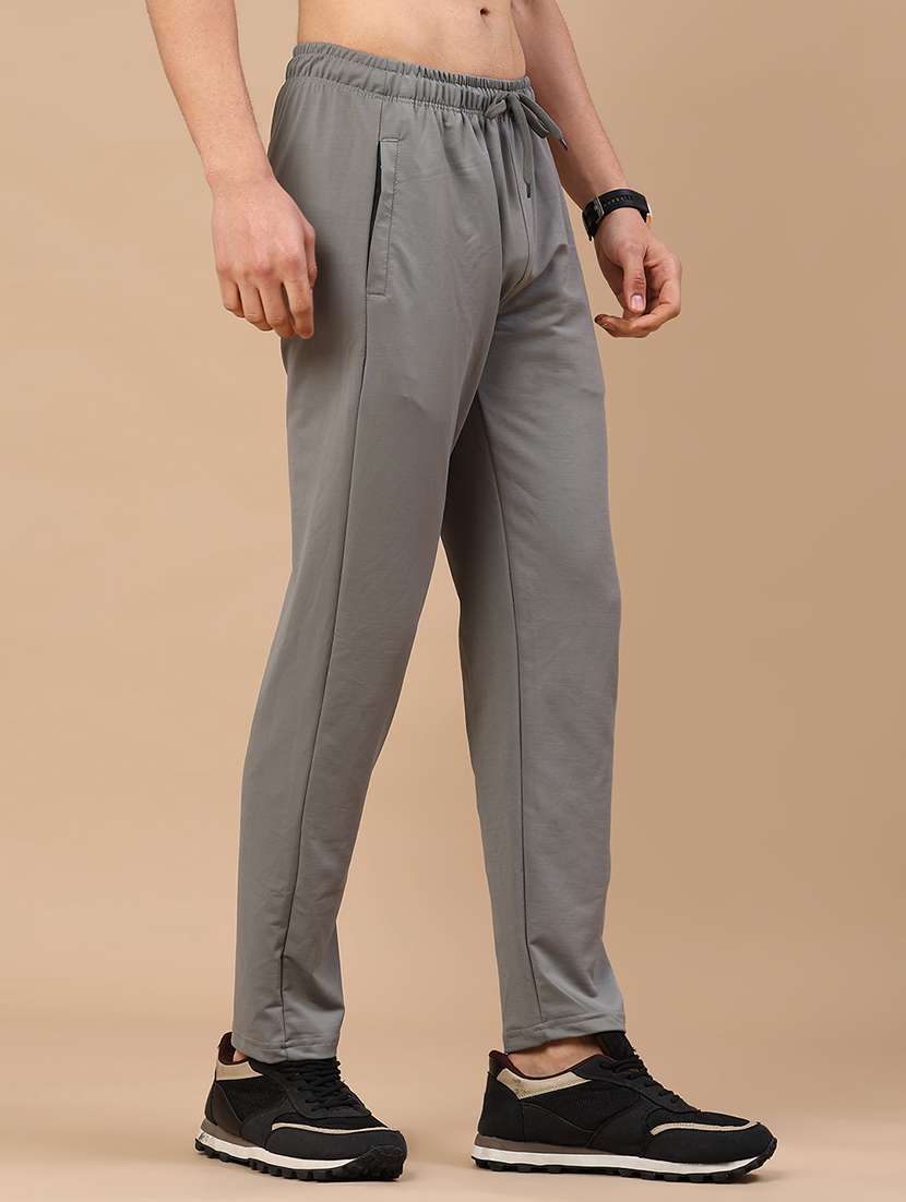 men solid mid rise full length track pant - 22434412 -  Standard Image - 2