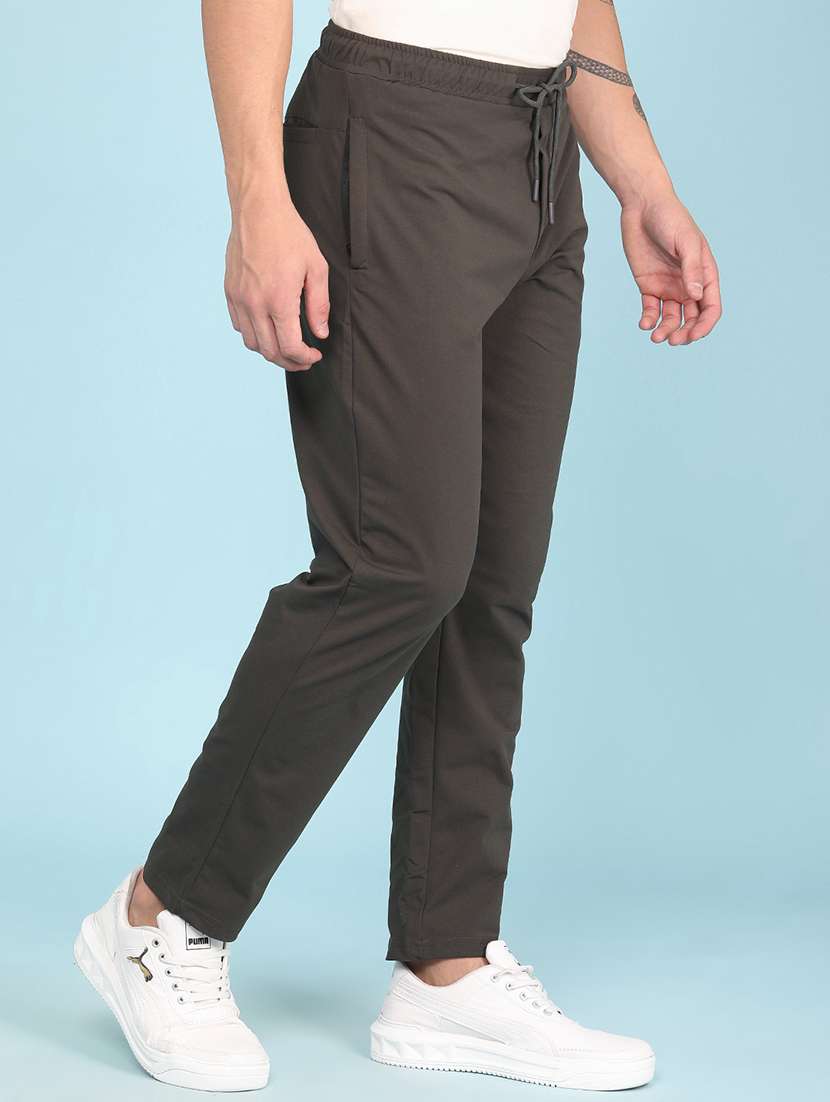 men solid mid rise full length track pant - 22434415 -  Standard Image - 2