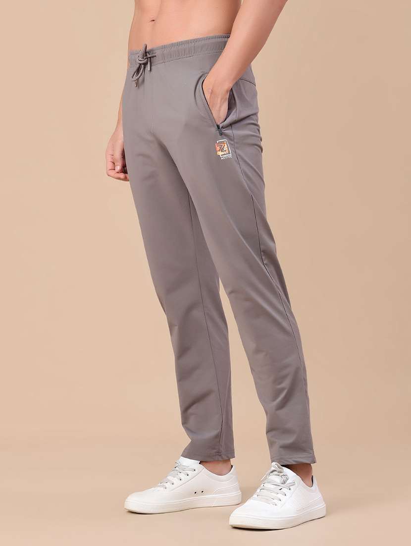 men solid mid rise full length track pant - 22434423 -  Standard Image - 2