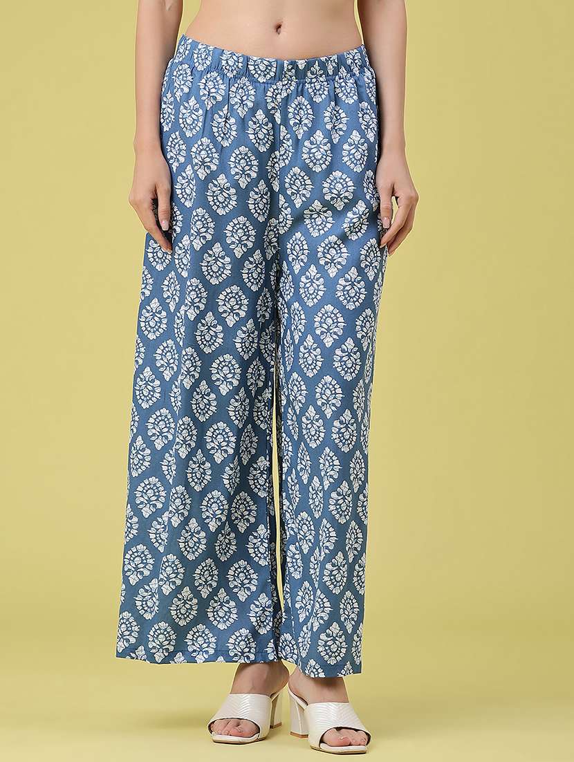 women printed mid rise relaxed fit palazzo