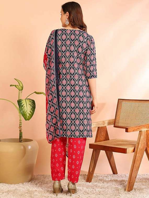 women printed three quarter sleeve kurta pant with dupatta set - 22434892 -  Standard Image - 2