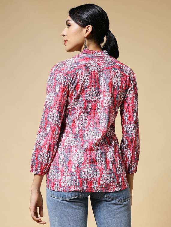 women printed bishop sleeve a-line tunic - 22435216 -  Standard Image - 2