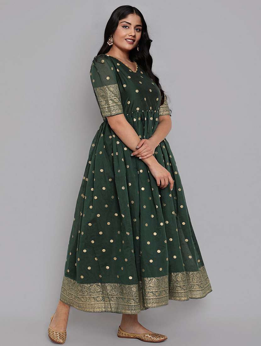 women self design puff sleeve ethnic dress - 22435856 -  Standard Image - 2