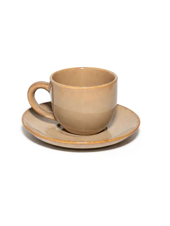 brown ceramic coffee mug and saucer - 22435953 -  Standard Image - 2