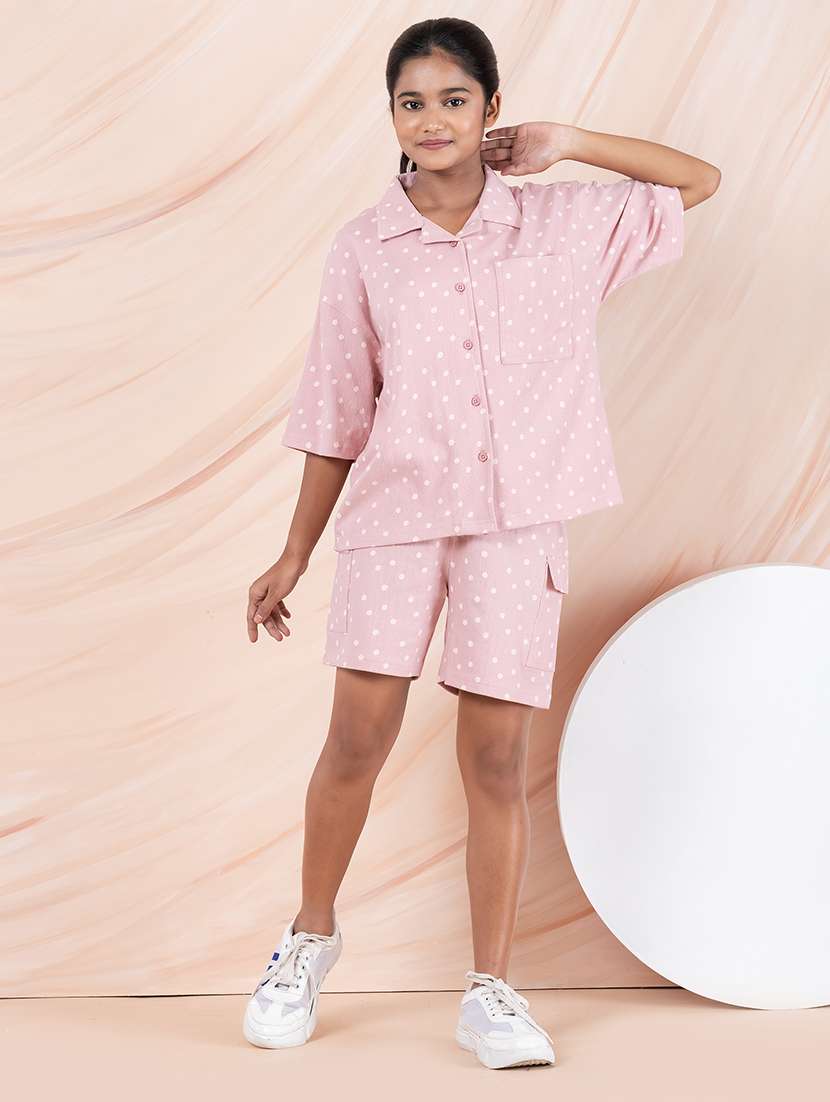 girl cotton shorts & top set co-ord set - 22436031 -  Standard Image - 2