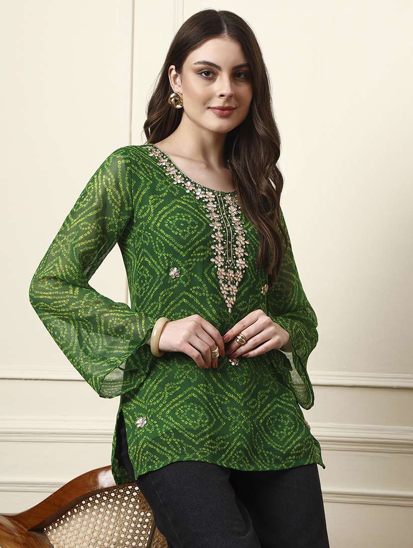 green georgette regular top - 22436032 -  Standard Image - 2