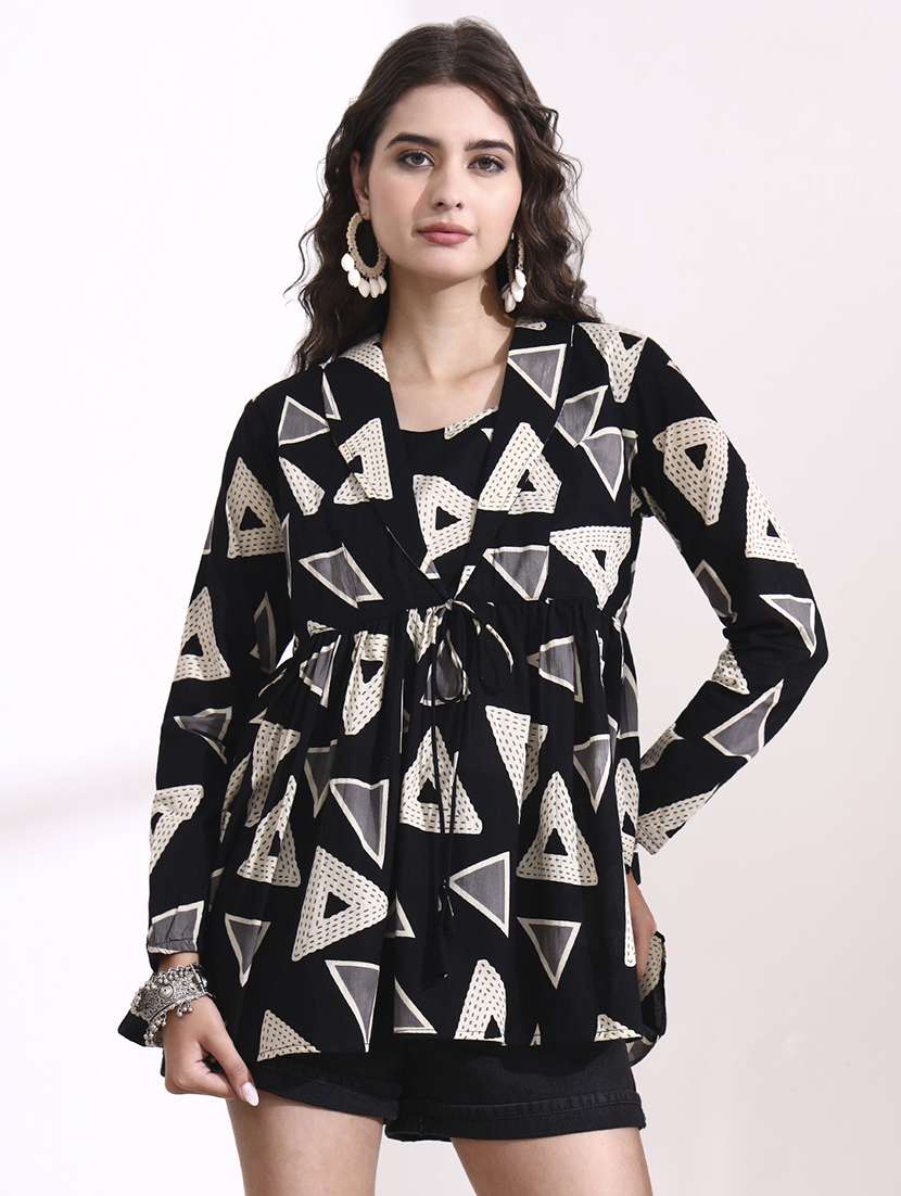 Women Printed Blue Cotton Regular Top - 22436035 -  Standard Image - 2