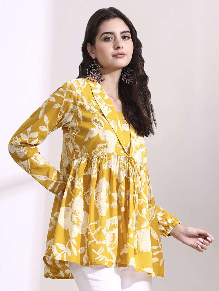 women printed mustard cotton regular top - 22436036 -  Standard Image - 2