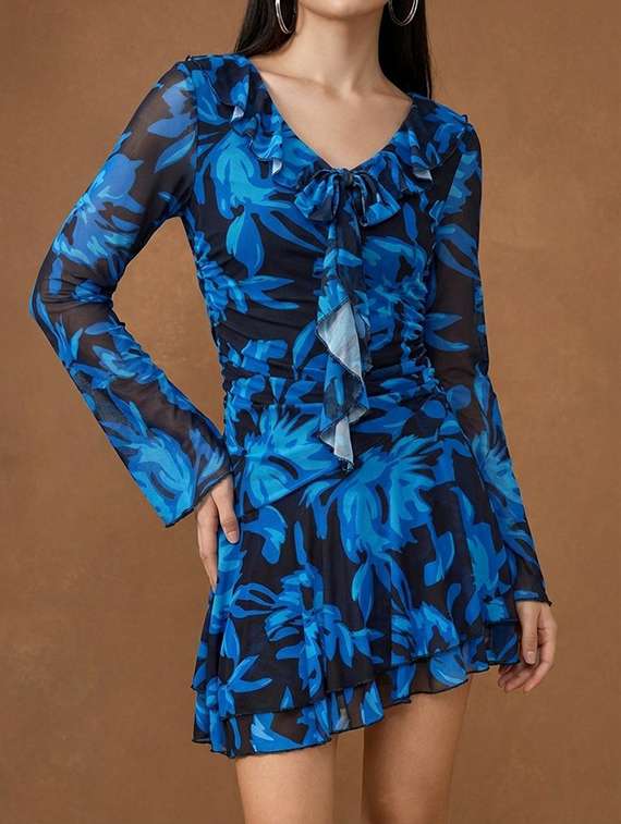 women printed long sleeve bodycon dress - 22436092 -  Standard Image - 2