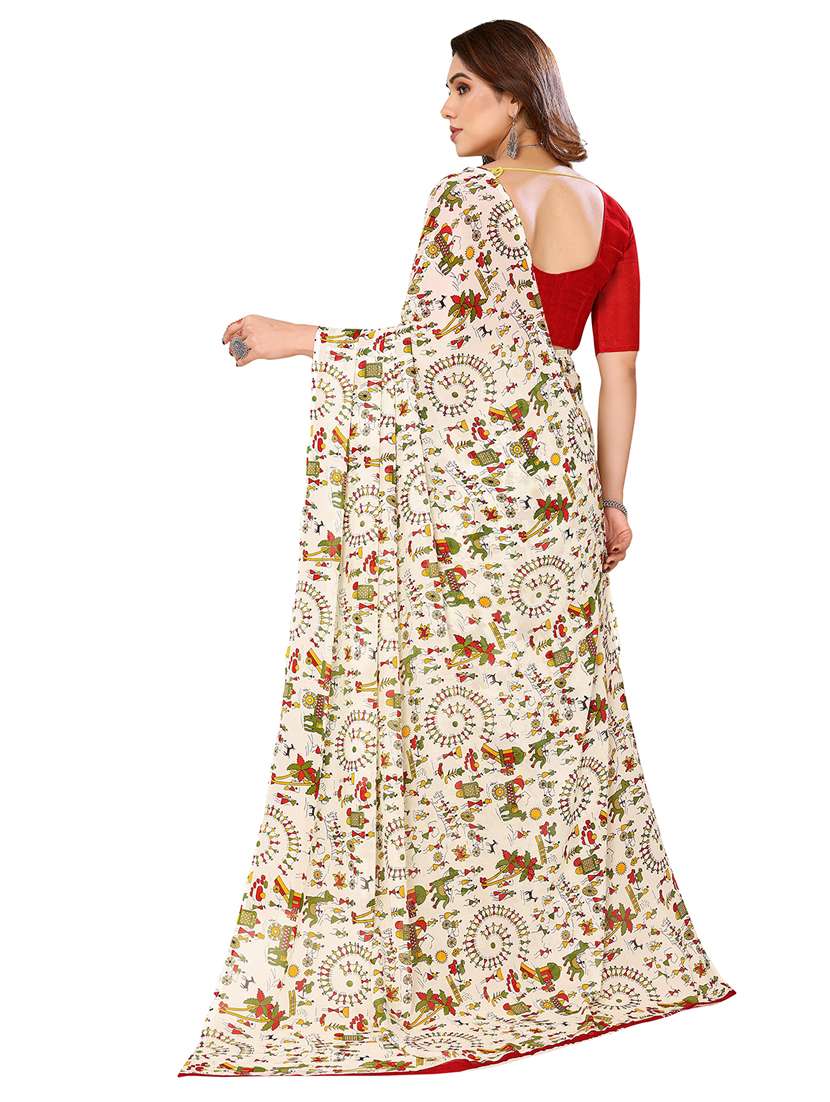 Women Pack Of 2 Printed Combo Saree With Blouse - 22436438 -  Standard Image - 2
