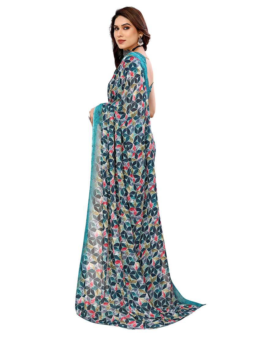 Women Pack Of 2 Printed Combo Saree With Blouse - 22436741 -  Standard Image - 2