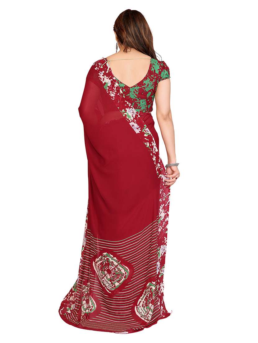 Women Pack Of 2 Printed Combo Saree With Blouse - 22436891 -  Standard Image - 2