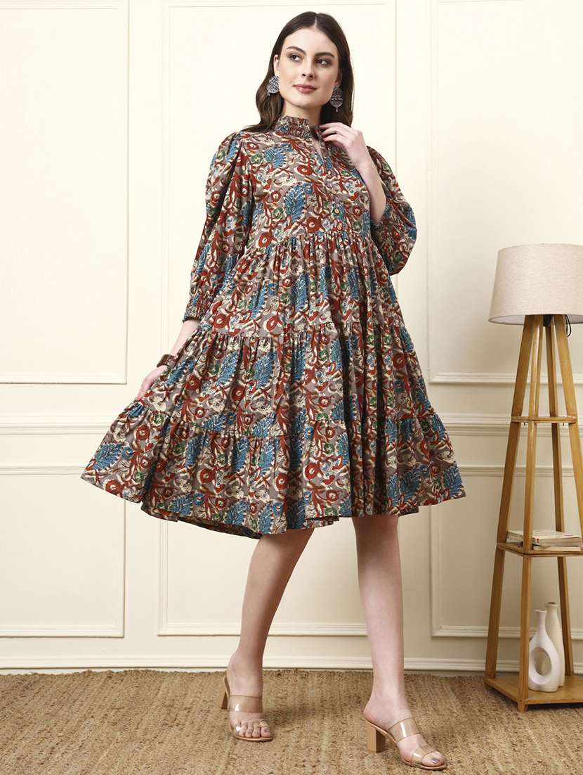 Women Multi Colored Cotton Fit & Flare Dress - 22437138 -  Standard Image - 2