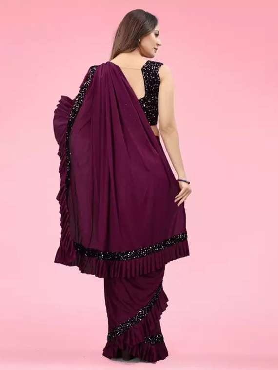 women purple ready to wear saree - 22437357 -  Standard Image - 2