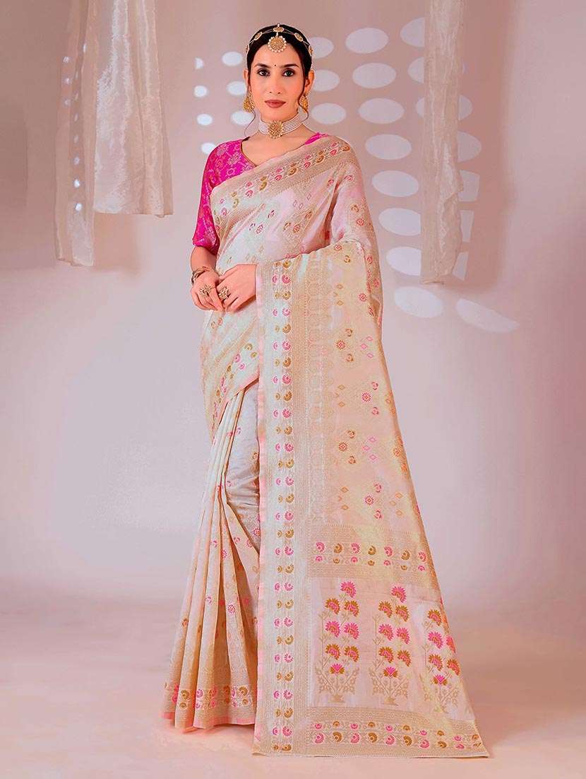 women self design banarasi saree with blouse