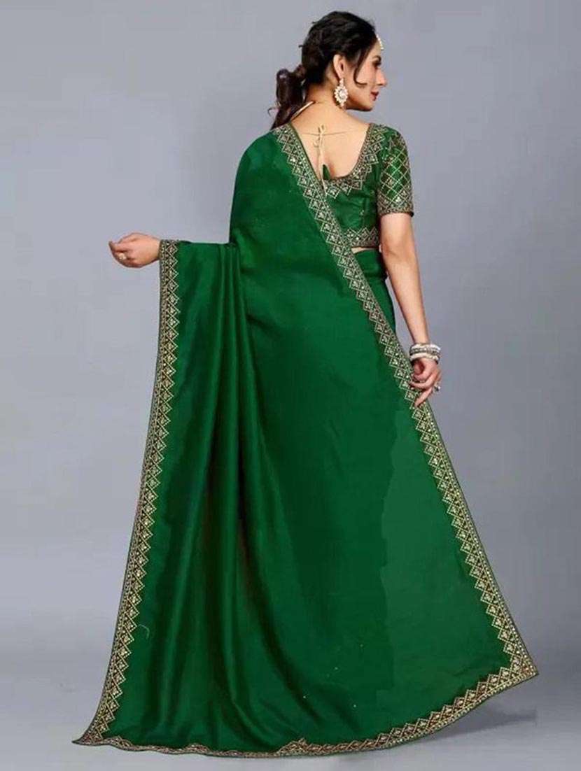 women solid with bordered saree with blouse - 22437600 -  Standard Image - 2
