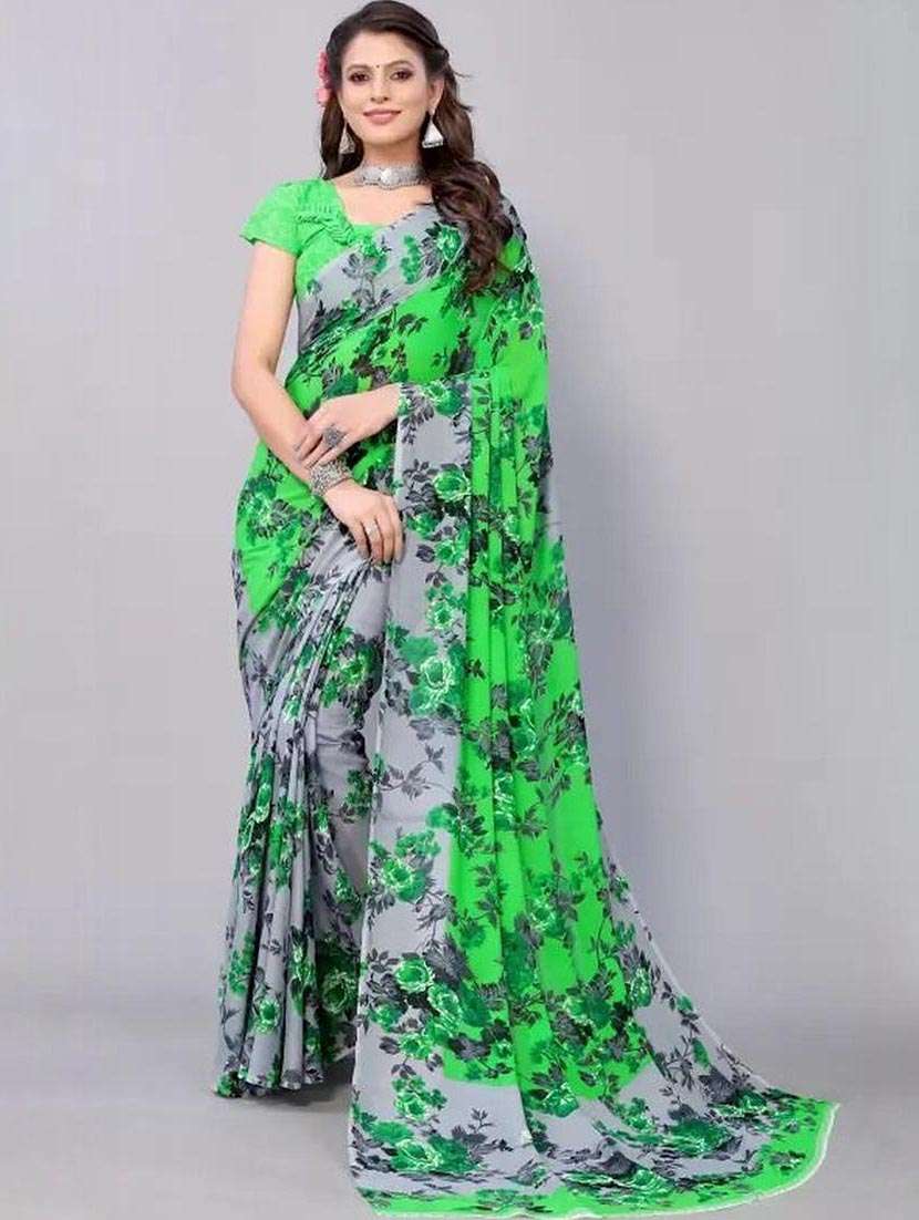 women printed casual wear saree with blouse