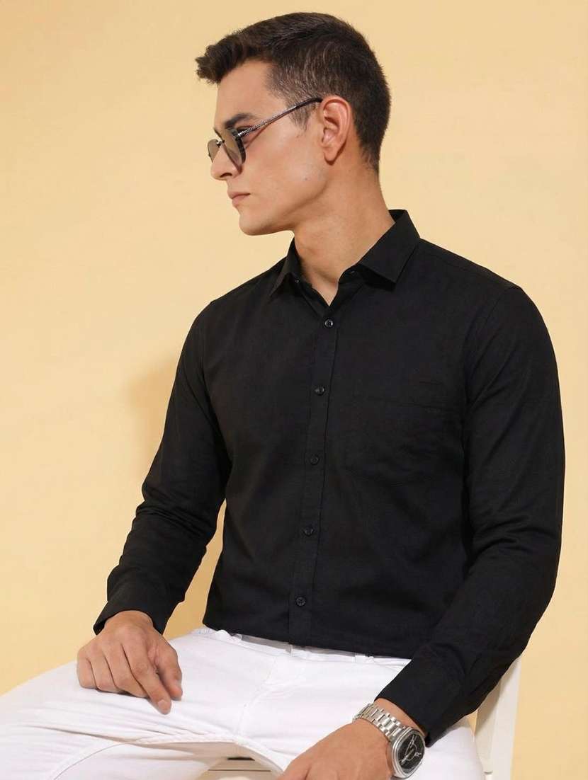 men solid long sleeve regular fit casual shirt