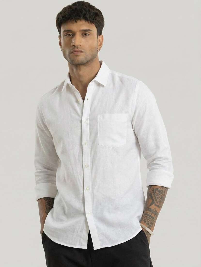 men solid long sleeve regular fit casual shirt