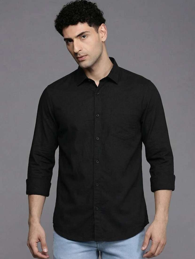 men solid long sleeve regular fit casual shirt