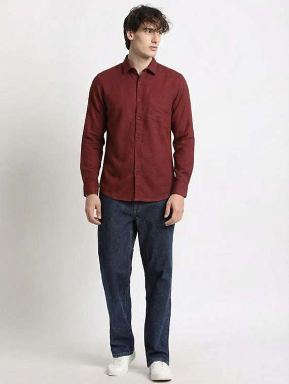 men solid long sleeve regular fit casual shirt - 22438110 -  Standard Image - 2