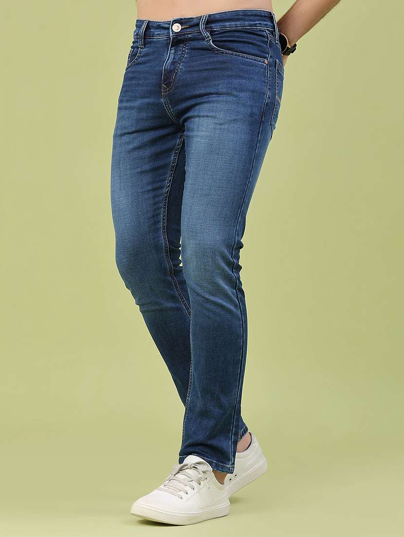 Men Washed Mid Rise Full Length Skinny Fit Jeans - 22438250 -  Standard Image - 2