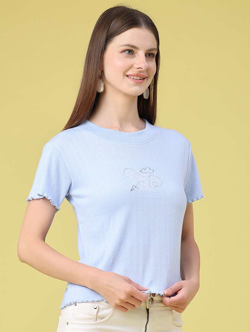 women embroidered round neck regular t-shirt - 22438306 -  Standard Image - 2