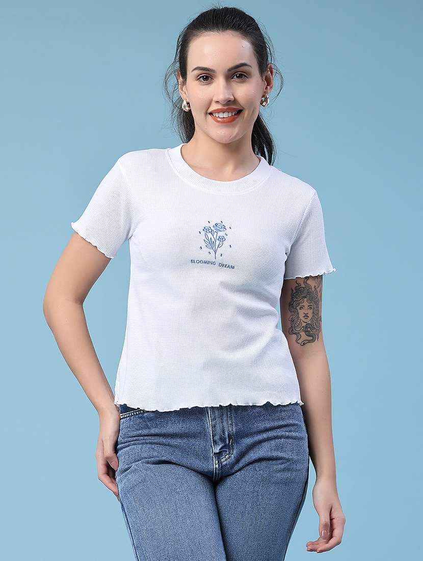 women embroidered round neck regular t-shirt - 22438308 -  Standard Image - 2