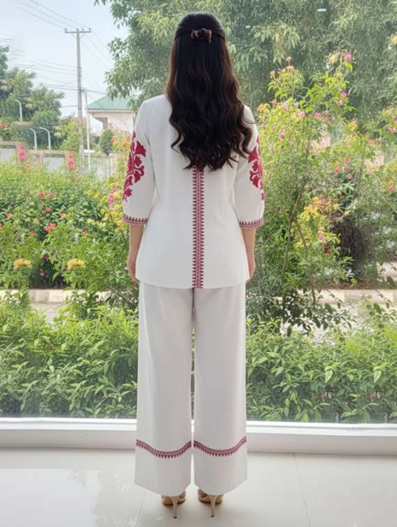 women embroidered shirt and trouser co-ord set - 22438346 -  Standard Image - 2