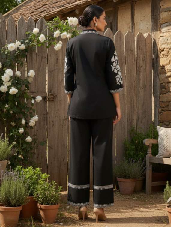 women embroidered shirt and trouser co-ord set - 22438347 -  Standard Image - 2