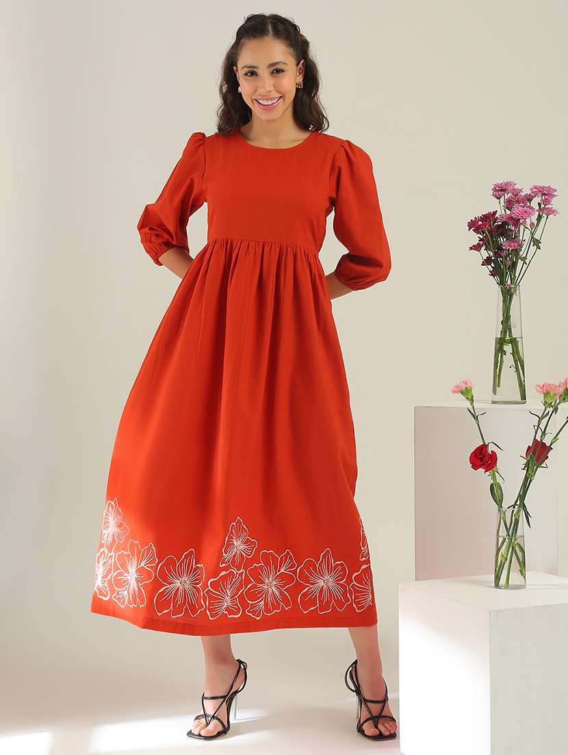 women floral cotton fit & flare midi dress - 22438430 -  Standard Image - 2