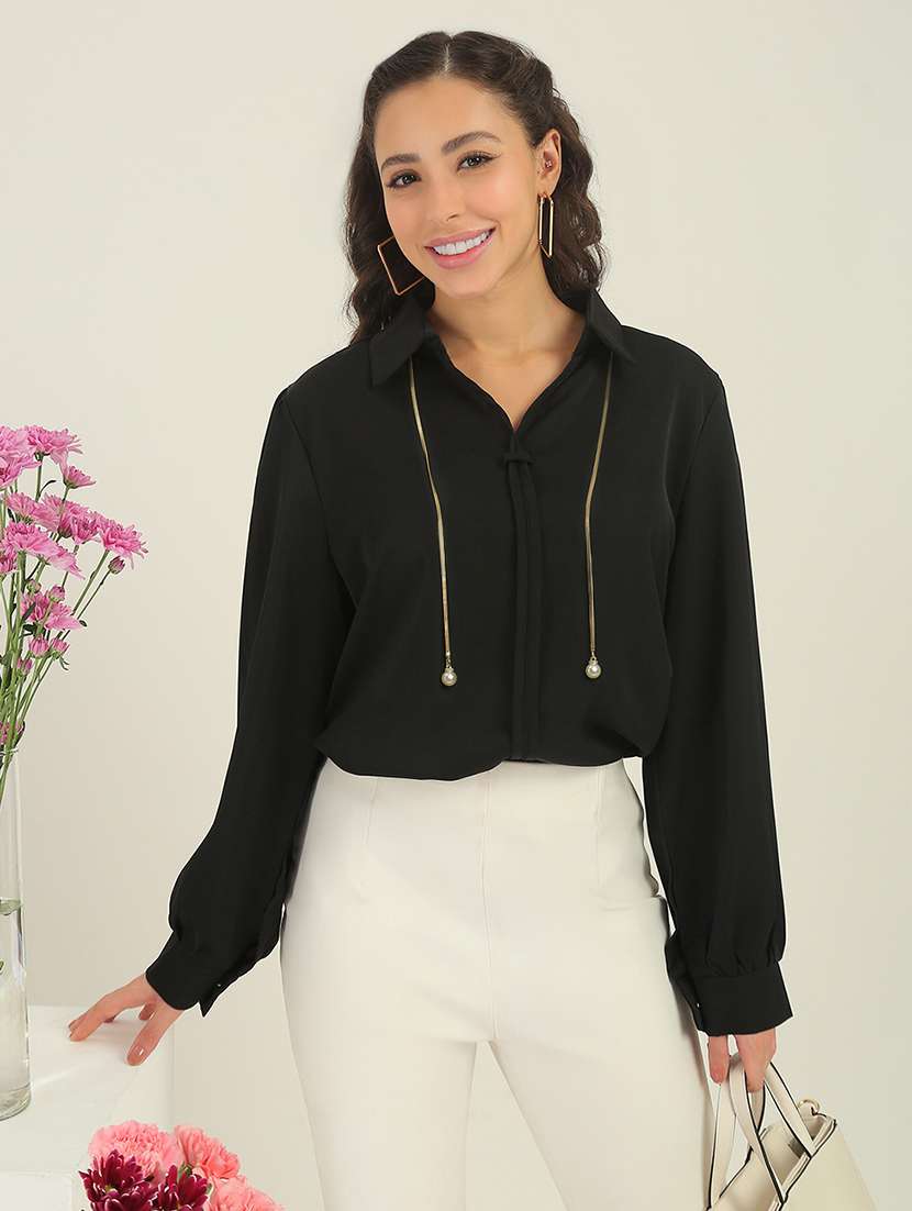 women black polyester regular top - 22438432 -  Standard Image - 2