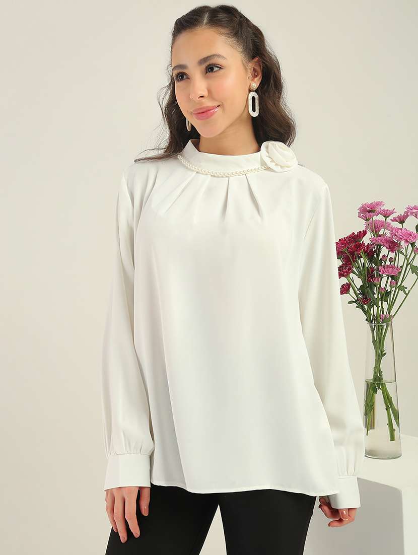 Women White Polyester Regular Top - 22438434 -  Standard Image - 2