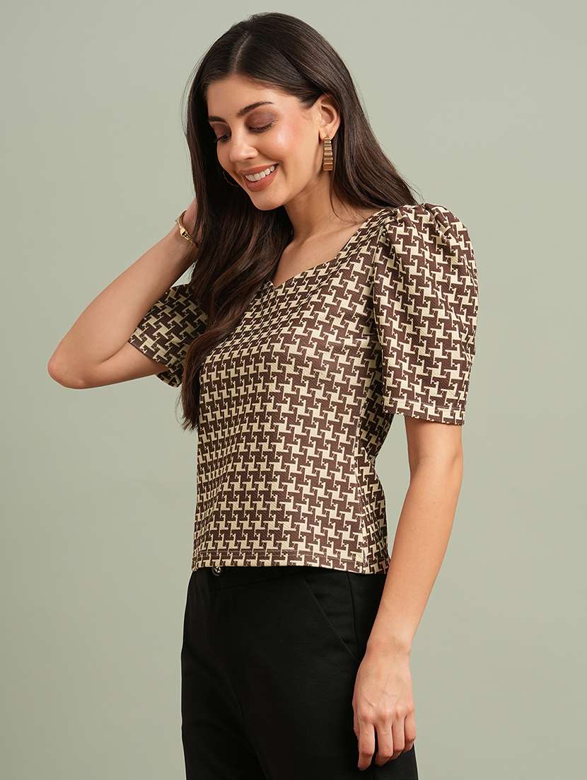 women brown polyester regular top - 22438449 -  Standard Image - 2