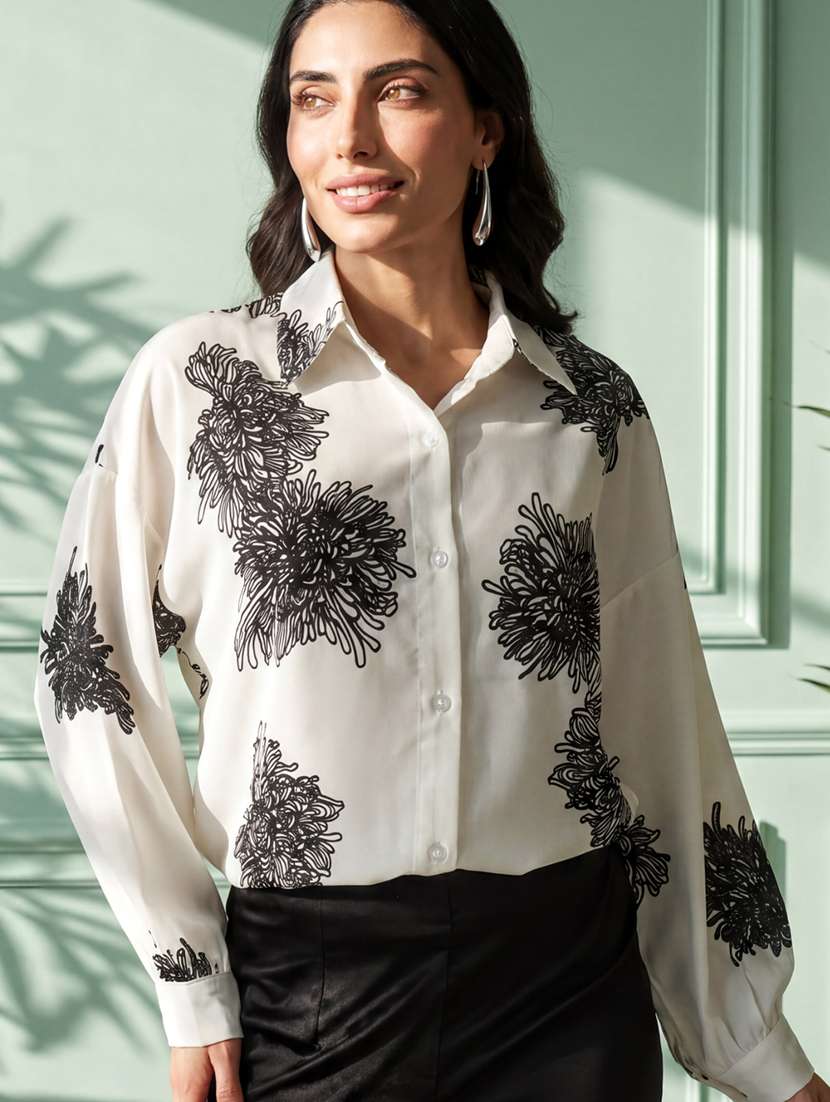 women white polyester regular shirt