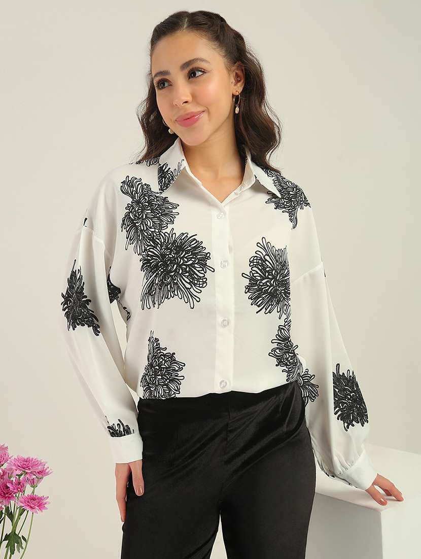Women White Polyester Regular Shirt - 22438457 -  Standard Image - 2