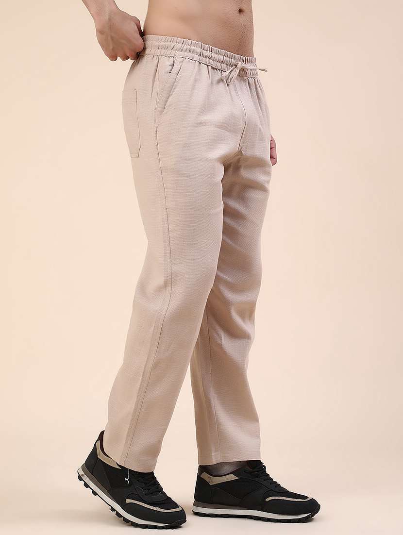beige cotton  full length track pant - 22438576 -  Standard Image - 2