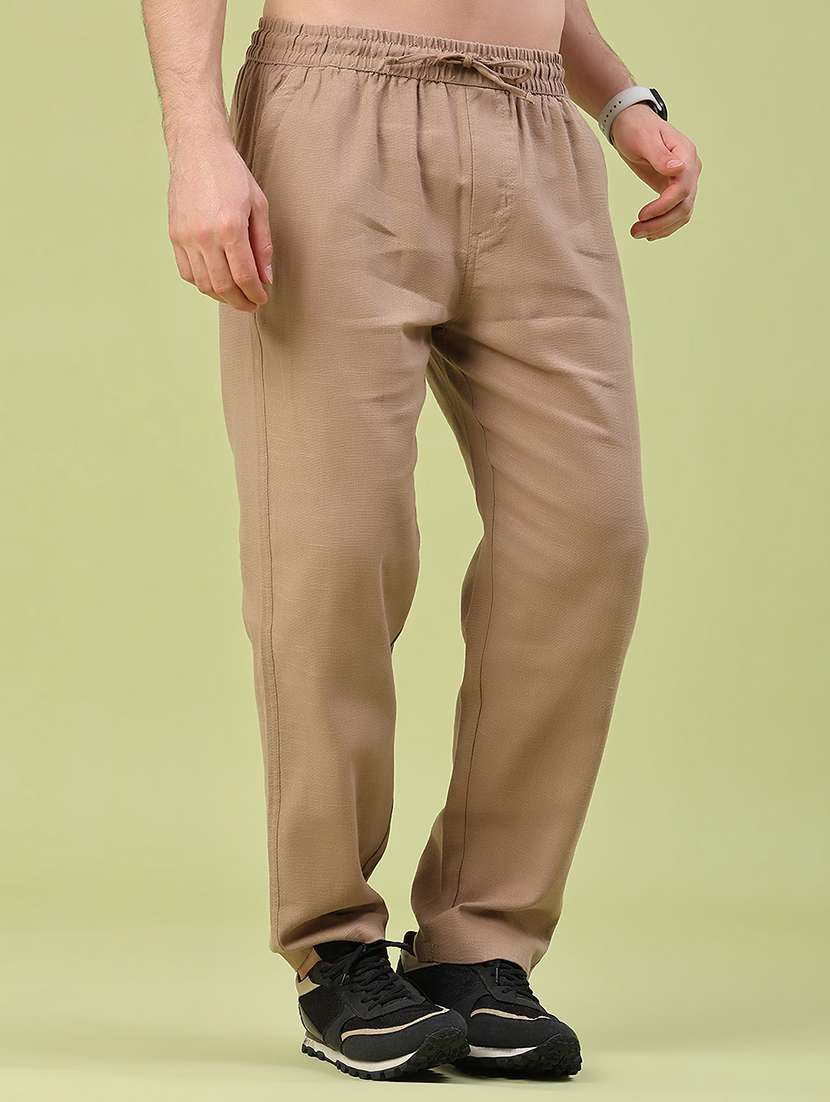 men solid mid rise full length track pant - 22438577 -  Standard Image - 2