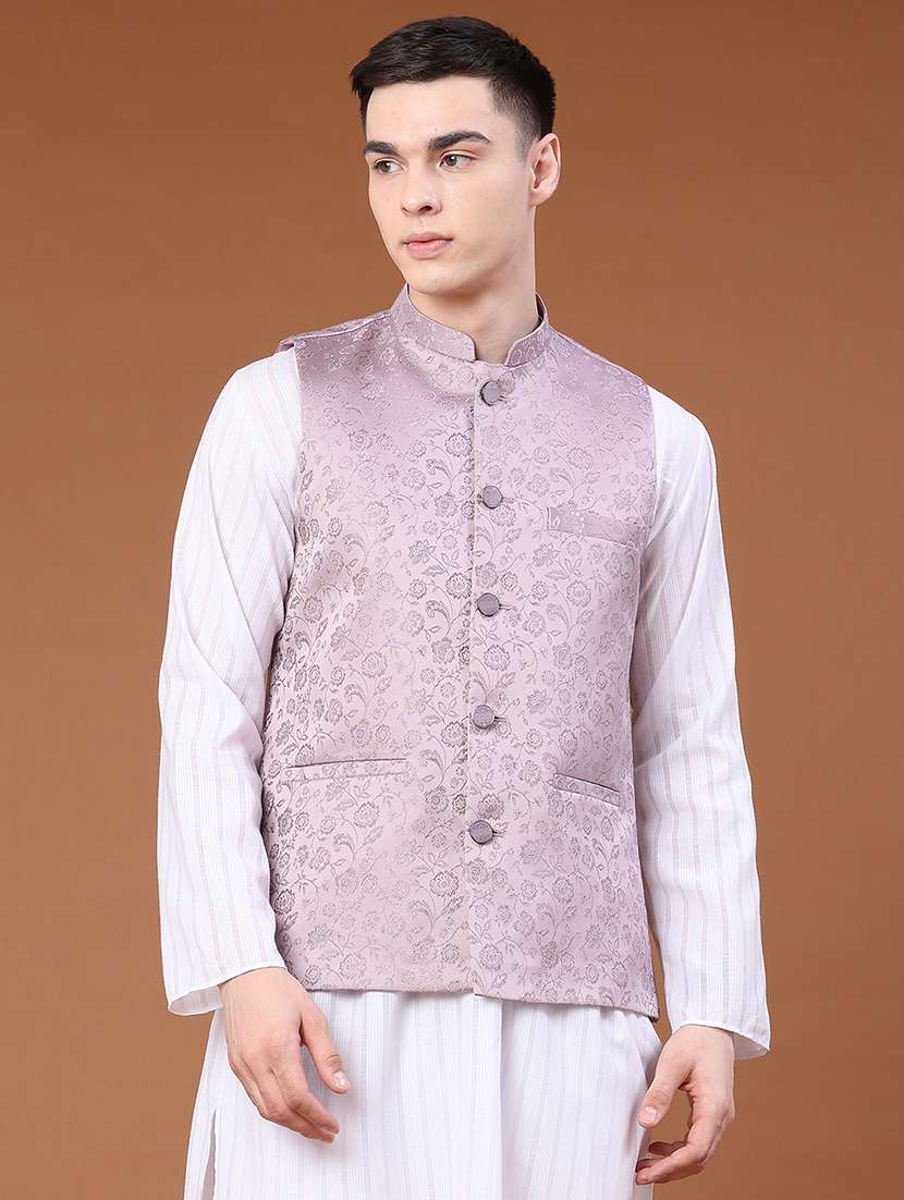 men self design mandarin neck nehru jacket - 22438649 -  Standard Image - 2