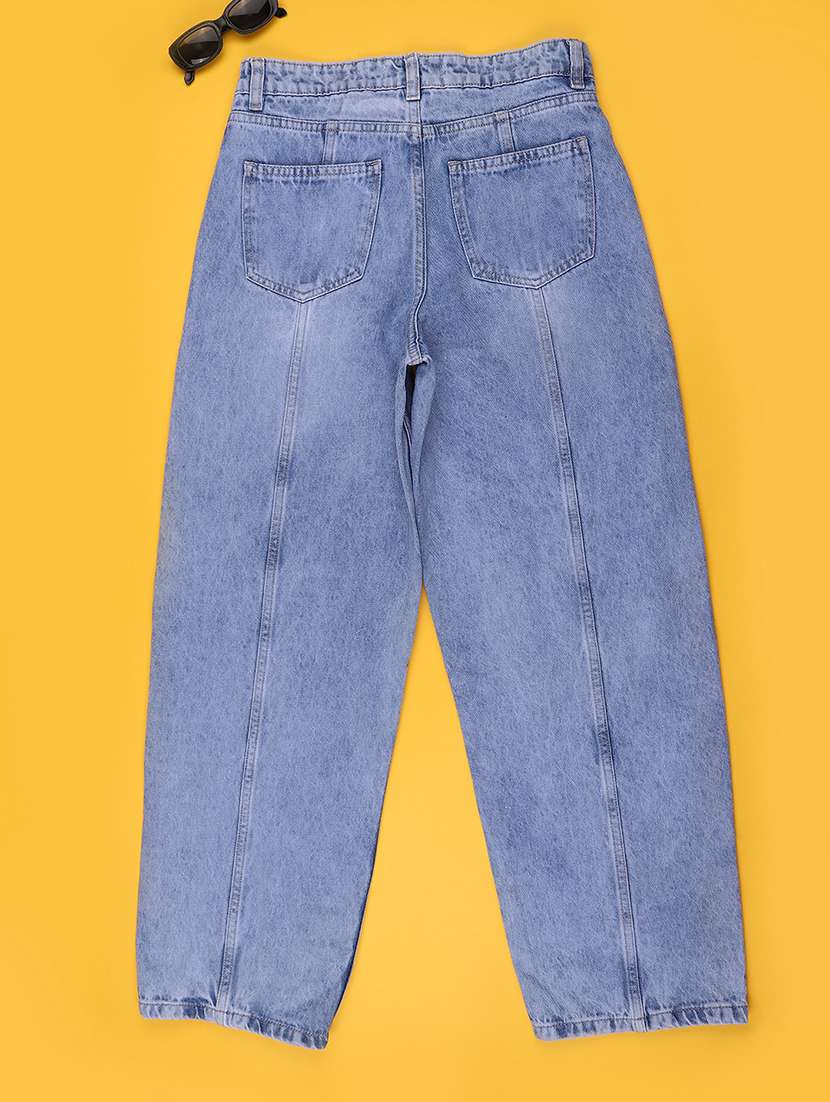 girls washed mid rise wide leg fit jeans - 22438685 -  Standard Image - 2