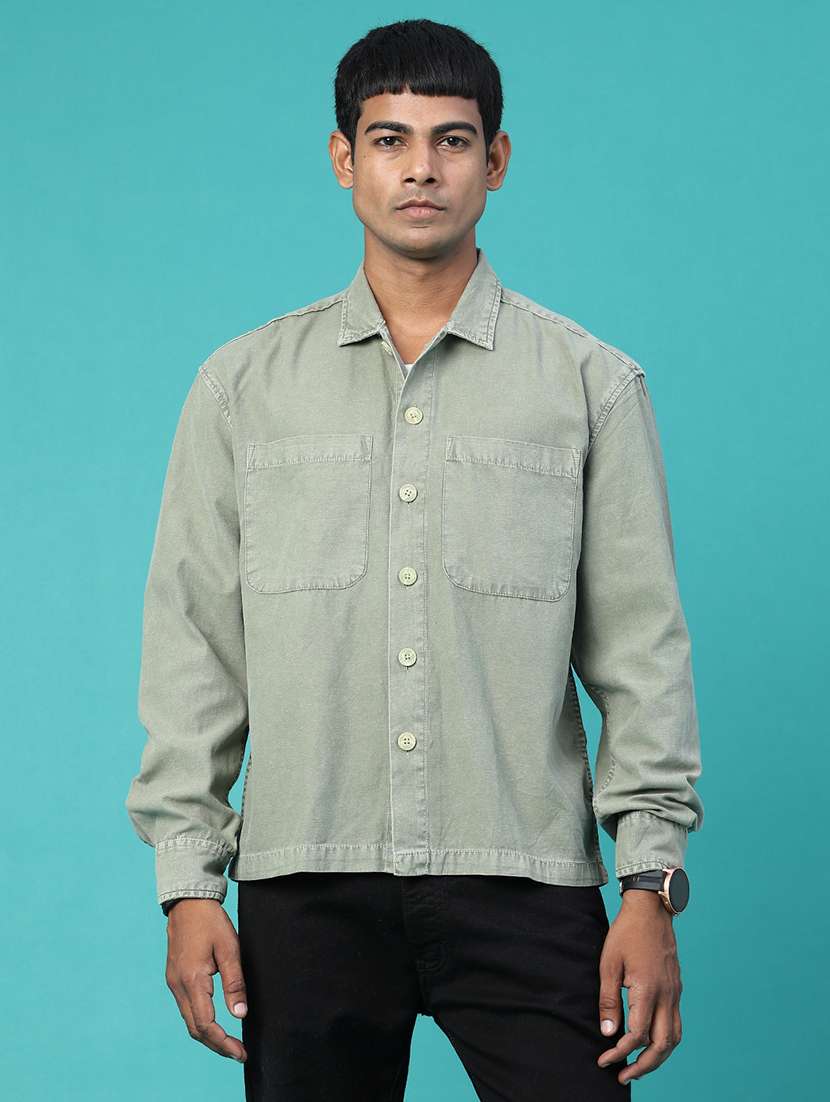 Men Solid Long Sleeves Regular Fit Denim Jacket - 22438750 -  Standard Image - 2