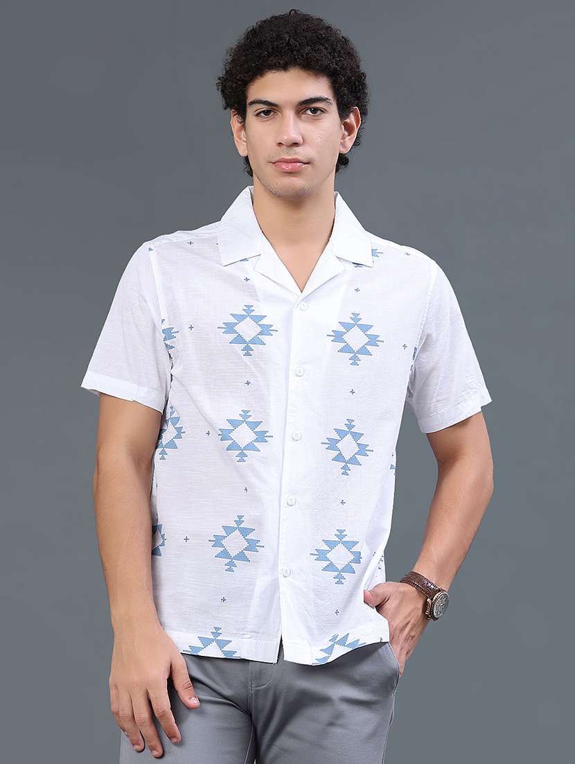 men printed short sleeve regular fit casual shirt - 22438758 -  Standard Image - 2