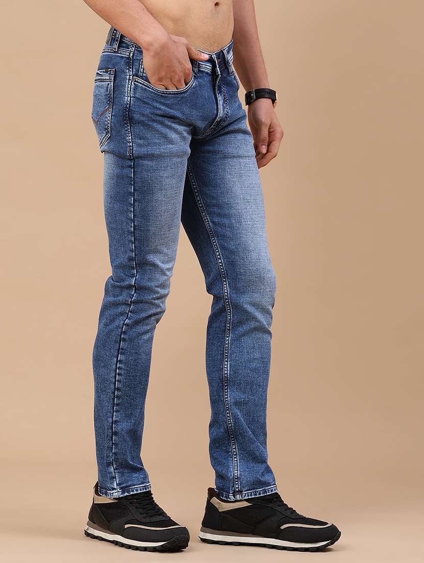 men washed mid rise full length slim fit jeans - 22438767 -  Standard Image - 2
