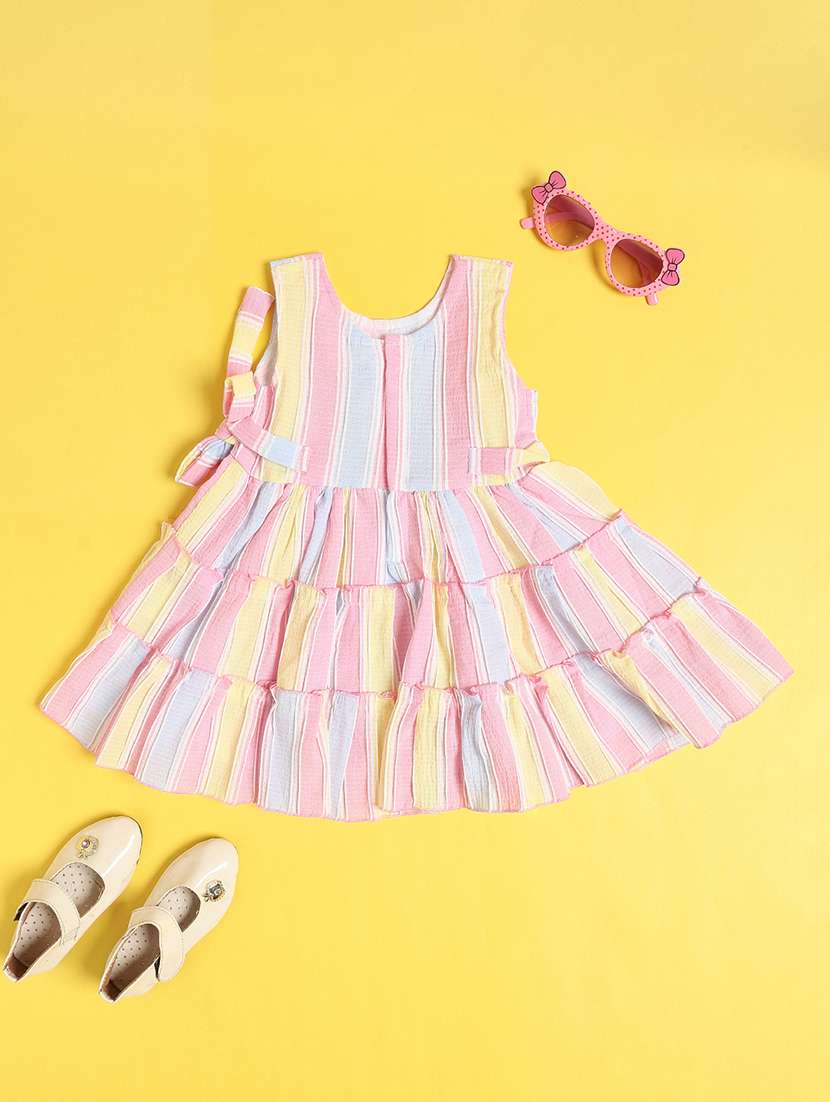 Girls Printed Round Neck Sleeveless Frock - 22438949 -  Standard Image - 2