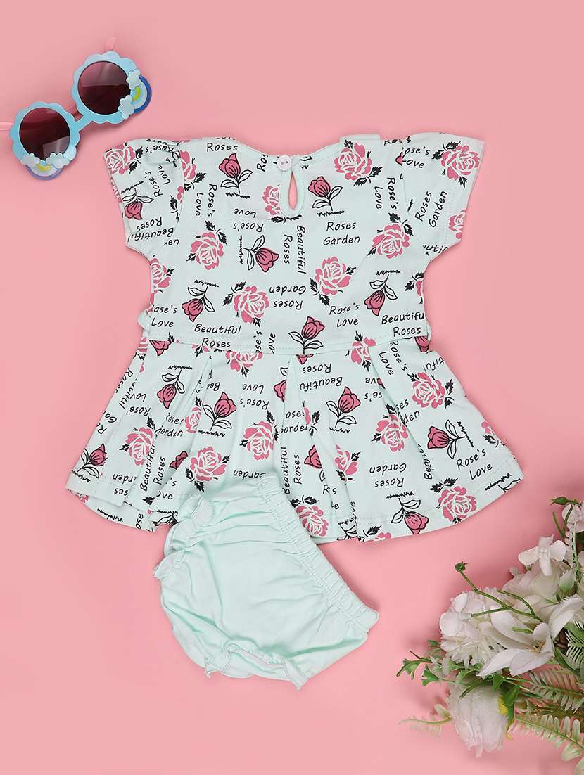 Girls Printed Peter Pan Collar Frock With Bloomer - 22438973 -  Standard Image - 2