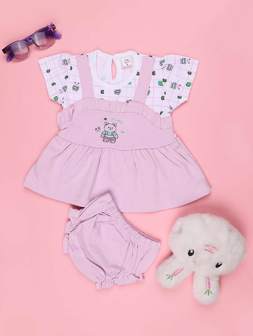 Girls Printed Round Neck Frock With Bloomer - 22438980 -  Standard Image - 2