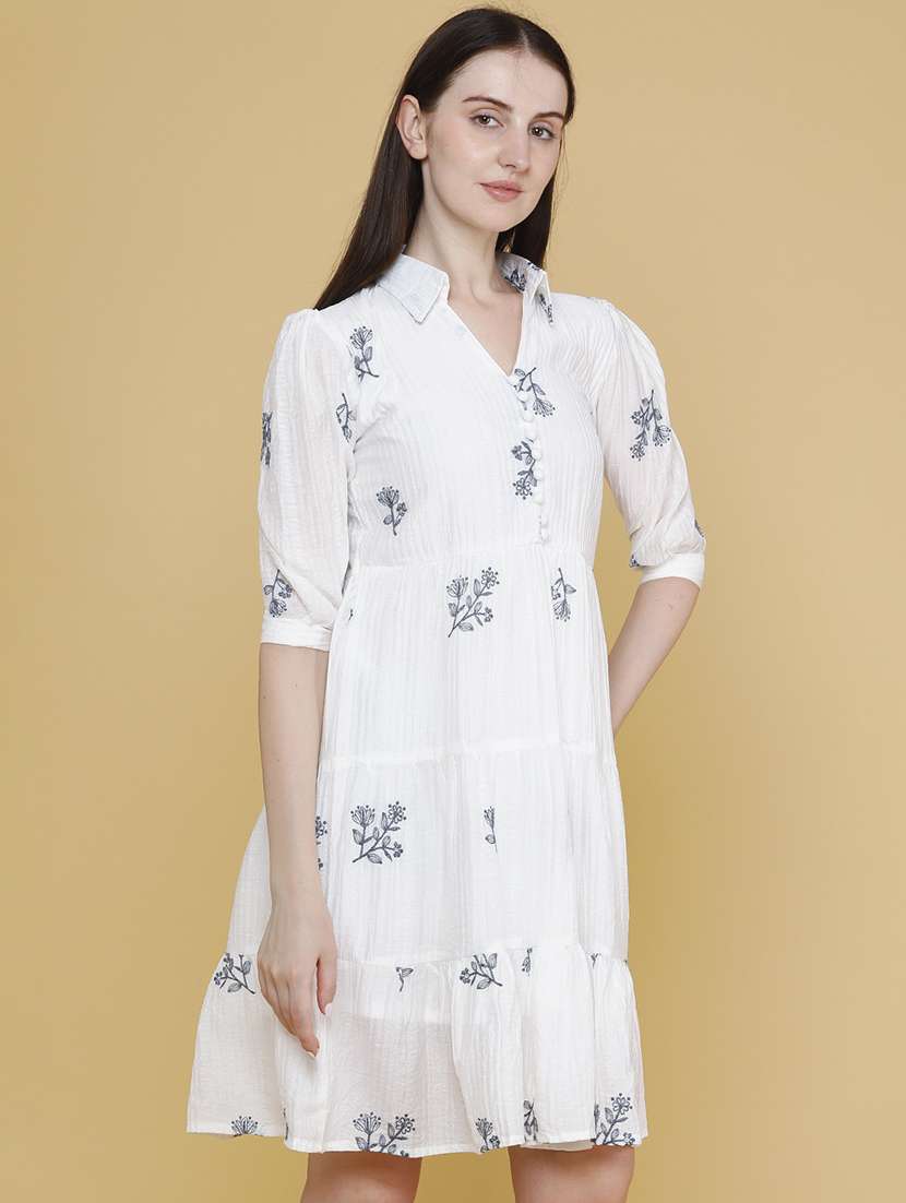 women embroidered collared tiered dress - 22438997 -  Standard Image - 2